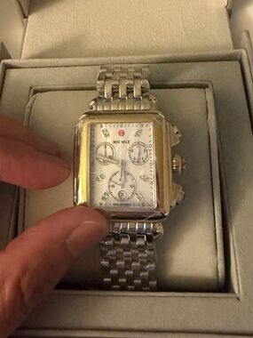 Michele Two-Tone Stainless Steel Watch with Gold Bezel